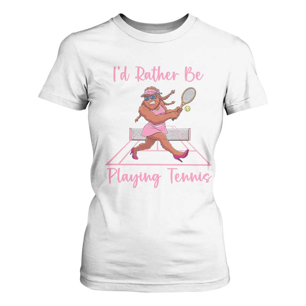 Funny Sexy Bigfoot Playing Tennis T Shirt For Women Gift For Girls TS12 White Print Your Wear
