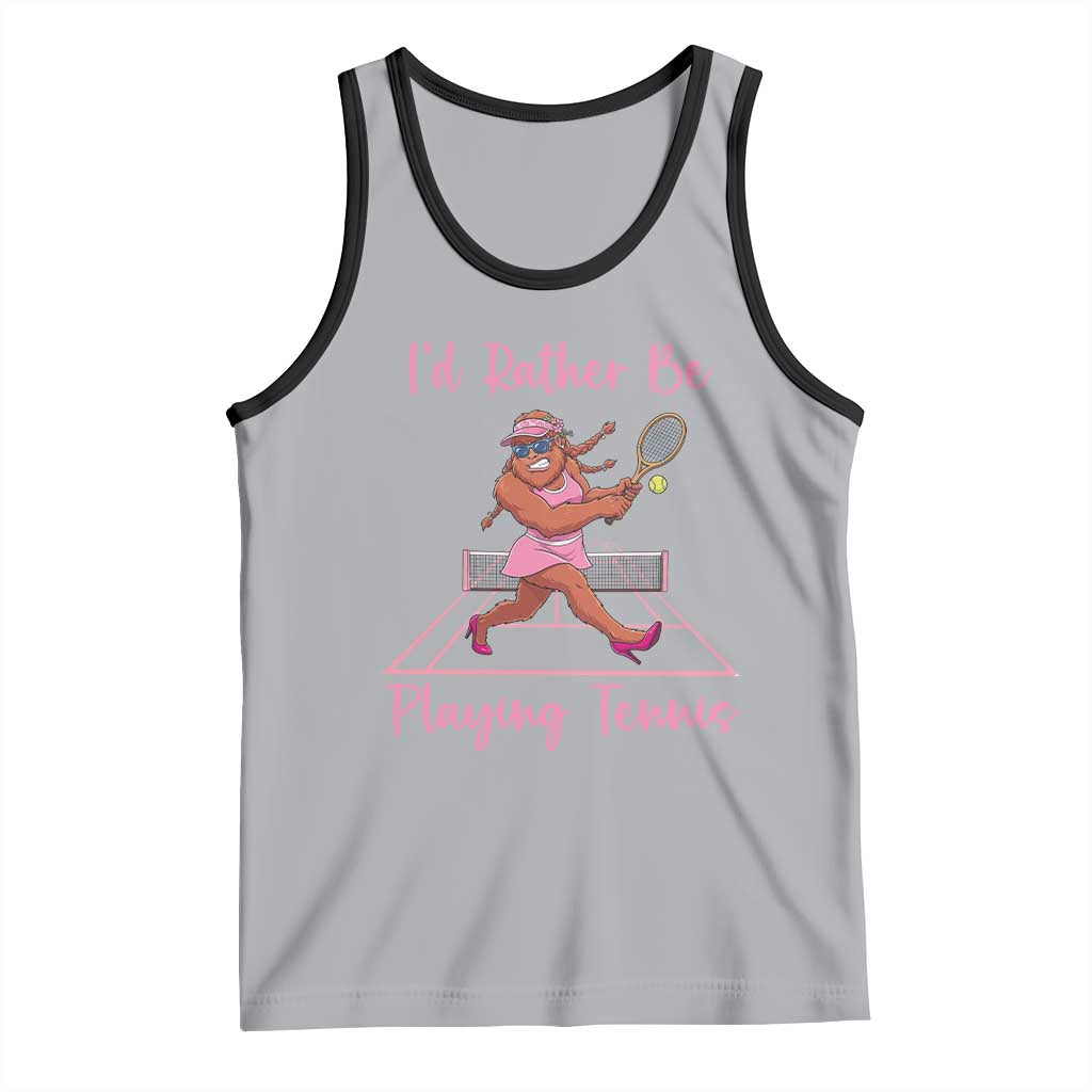 Funny Sexy Bigfoot Playing Tennis Tank Top Gift For Girls TS12 Athletic Heather Black Print Your Wear