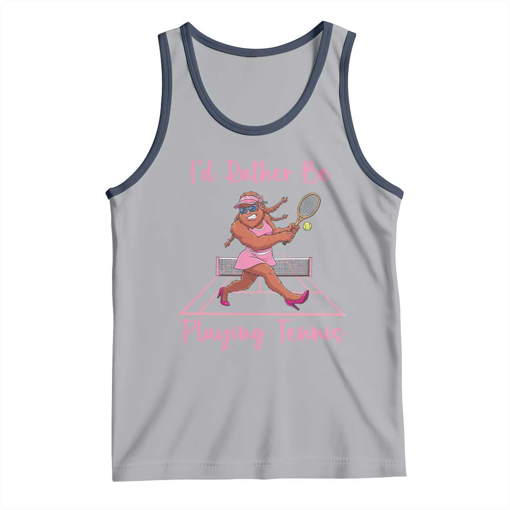 Funny Sexy Bigfoot Playing Tennis Tank Top Gift For Girls TS12 Athletic Heather Navy Print Your Wear