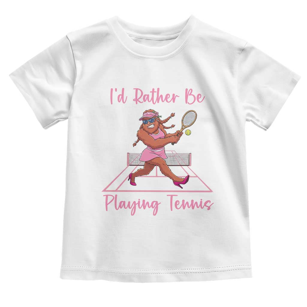Funny Sexy Bigfoot Playing Tennis Toddler T Shirt Gift For Girls TS12 White Print Your Wear
