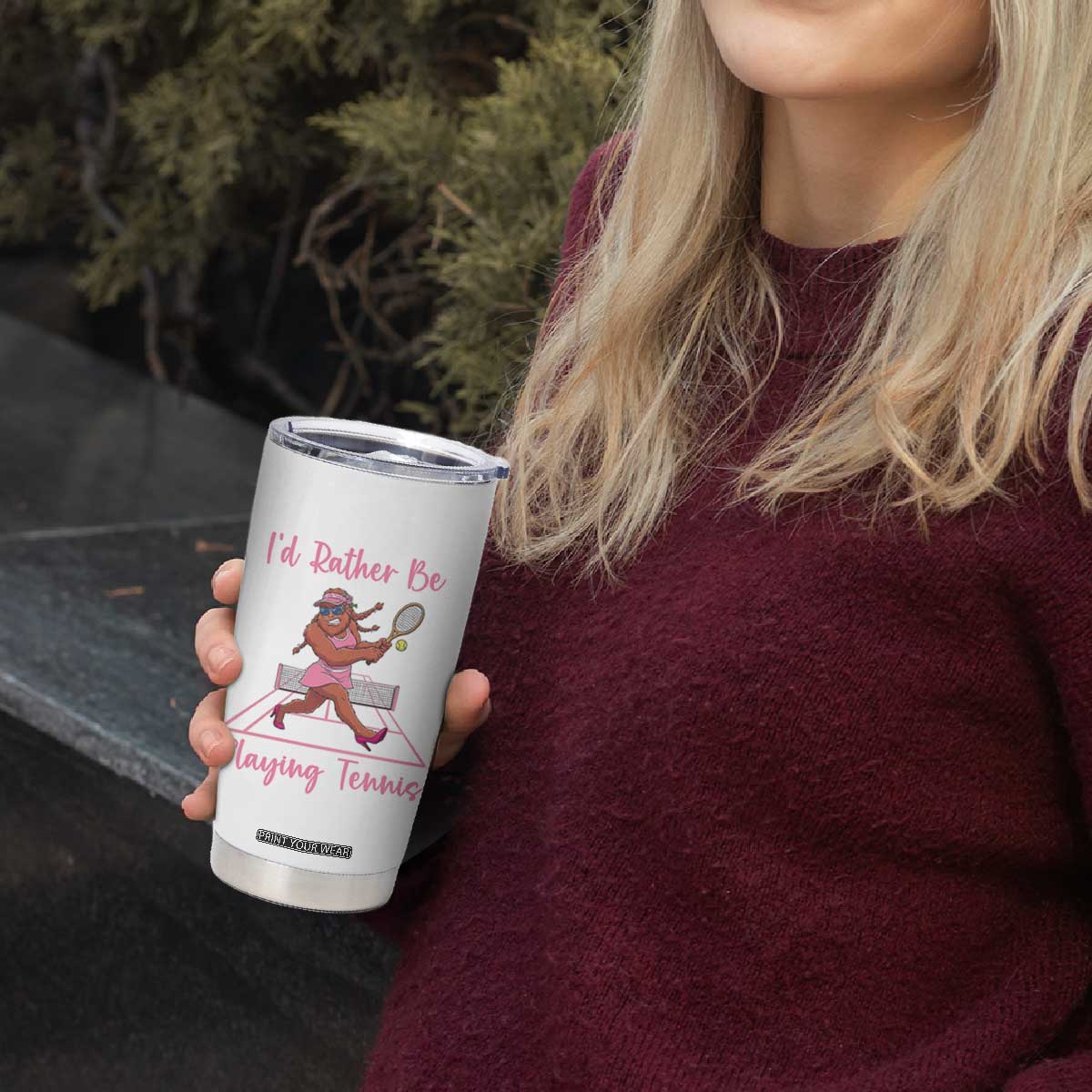 Funny Sexy Bigfoot Playing Tennis Tumbler Cup Gift For Girls TS12 Print Your Wear