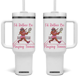 Funny Sexy Bigfoot Playing Tennis Tumbler With Handle Gift For Girls TS12 One Size: 40 oz White Print Your Wear