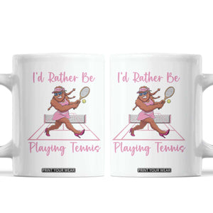 Funny Sexy Bigfoot Playing Tennis Coffee Mug Gift For Girls TS12 White Print Your Wear