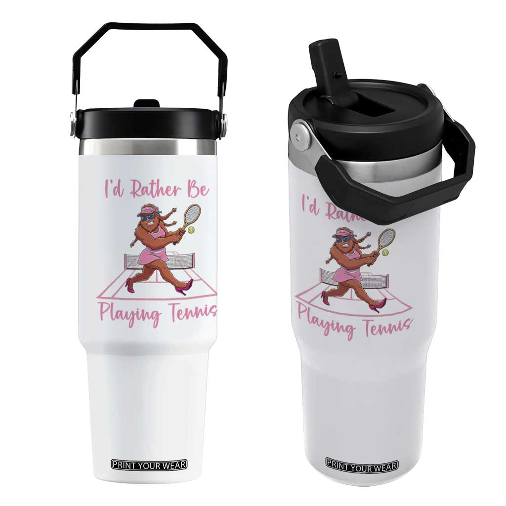 Funny Sexy Bigfoot Playing Tennis Flip Straw Tumbler Gift For Girls TS12 One Size: 30 oz White Print Your Wear