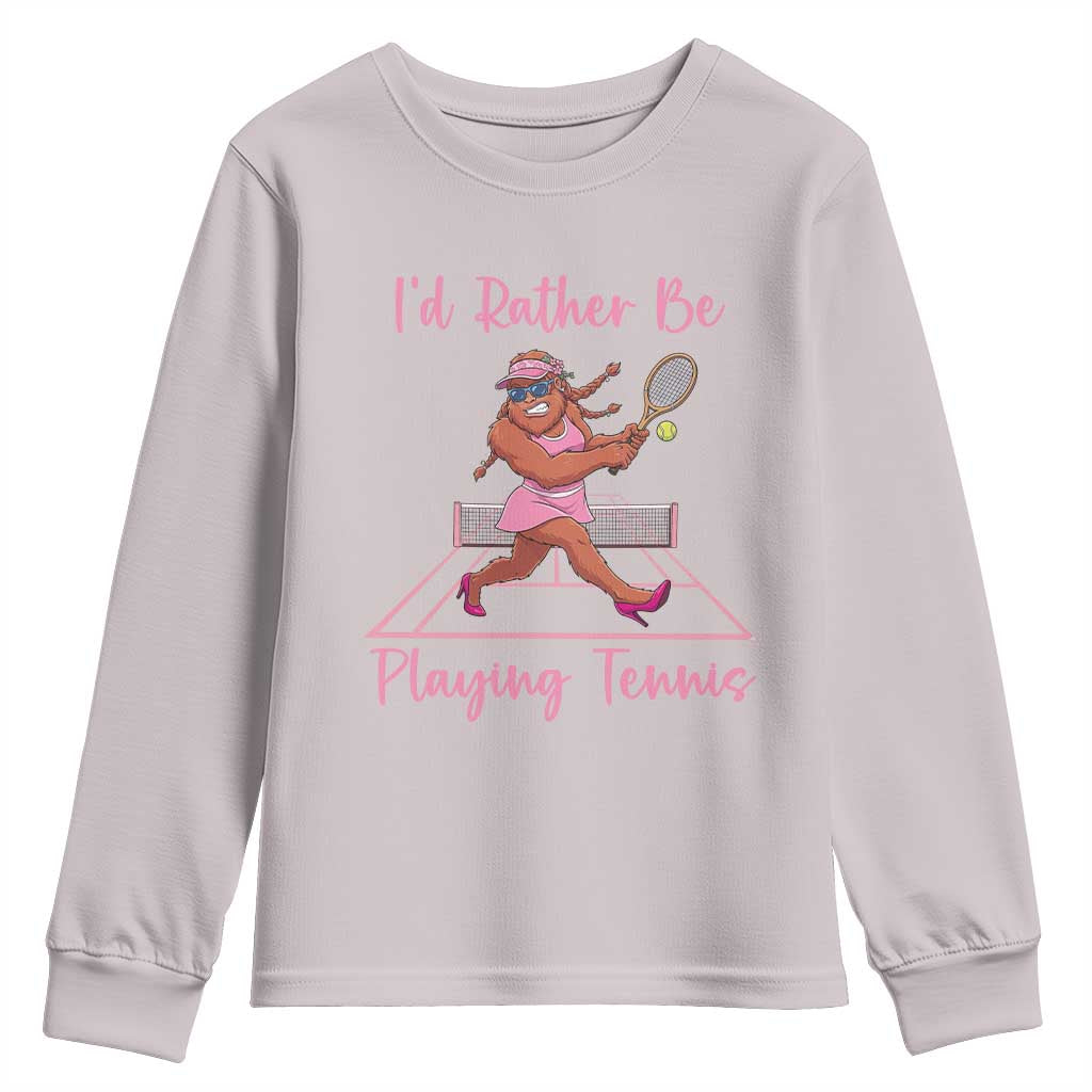 Funny Sexy Bigfoot Playing Tennis Youth Sweatshirt Gift For Girls TS12 Ice Gray Print Your Wear