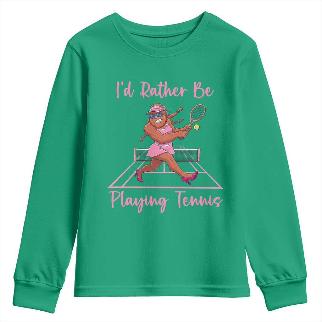 Funny Sexy Bigfoot Playing Tennis Youth Sweatshirt Gift For Girls TS12 Irish Green Print Your Wear