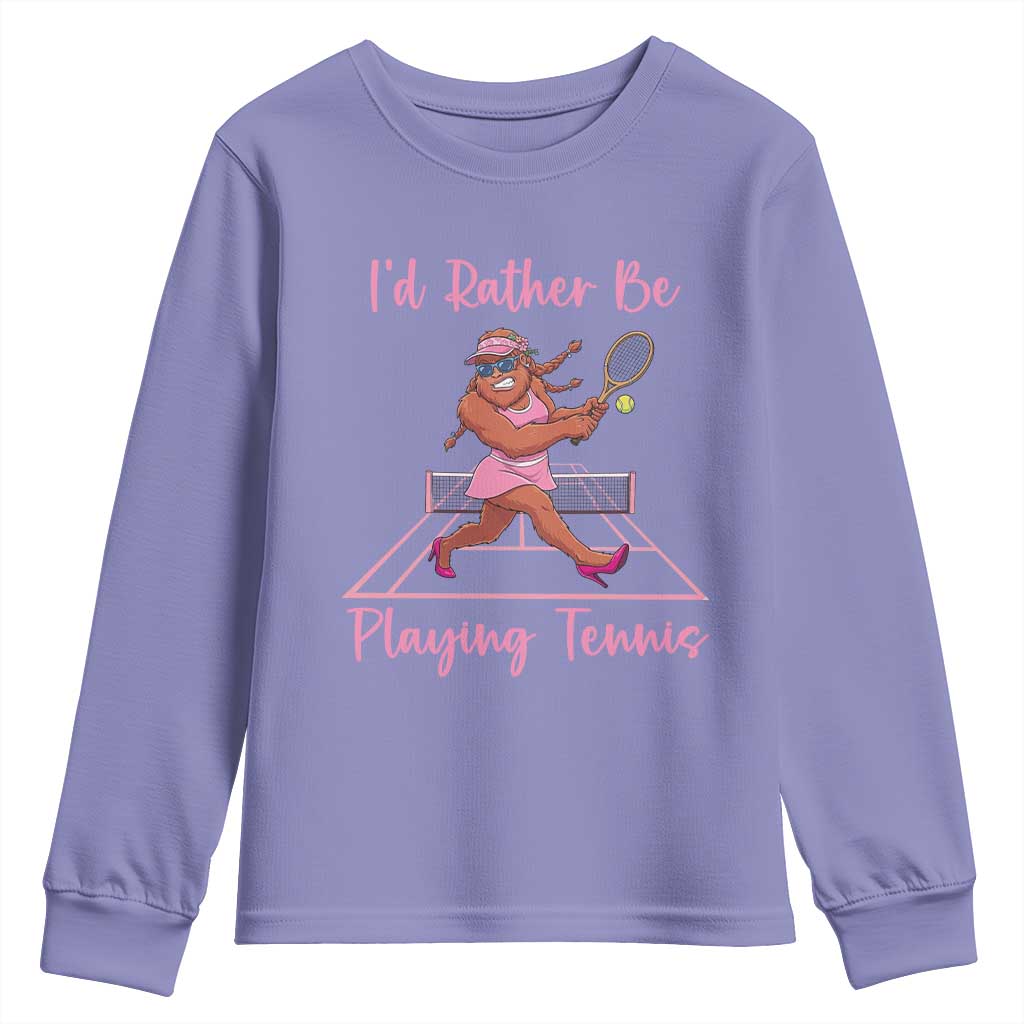 Funny Sexy Bigfoot Playing Tennis Youth Sweatshirt Gift For Girls TS12 Violet Print Your Wear