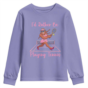 Funny Sexy Bigfoot Playing Tennis Youth Sweatshirt Gift For Girls TS12 Violet Print Your Wear