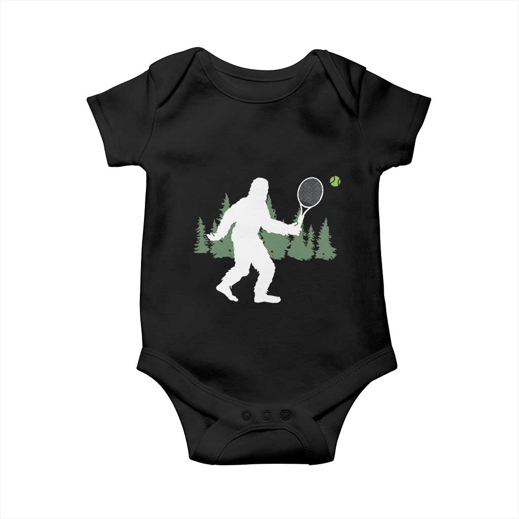 Funny Sasquatch Tennis Player Baby Onesie Folklore Cryptid Gift TS12 Black Print Your Wear