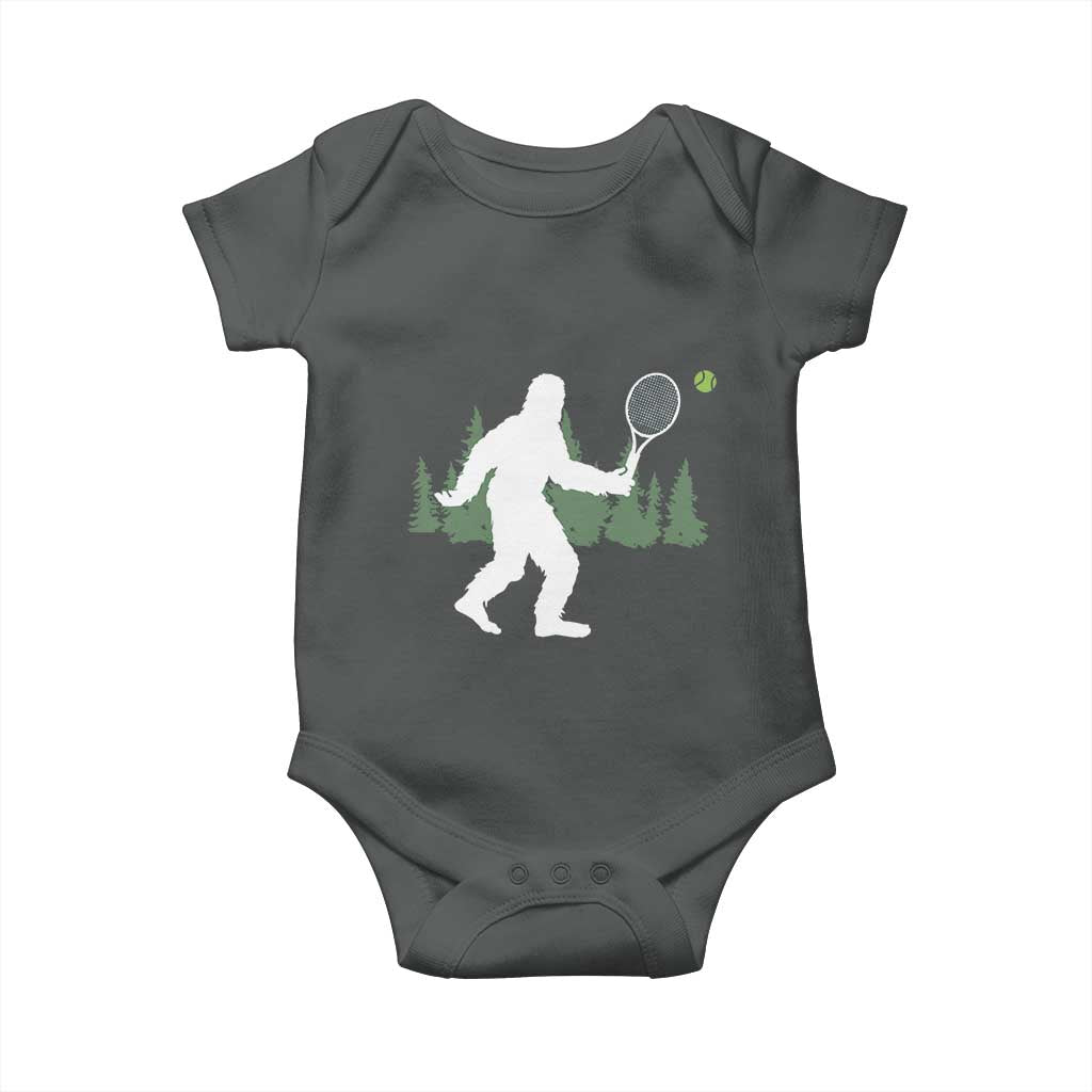 Funny Sasquatch Tennis Player Baby Onesie Folklore Cryptid Gift TS12 Dark Heather Print Your Wear
