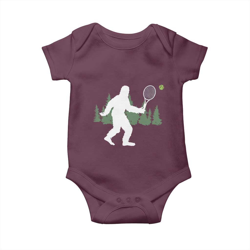 Funny Sasquatch Tennis Player Baby Onesie Folklore Cryptid Gift TS12 Maroon Print Your Wear