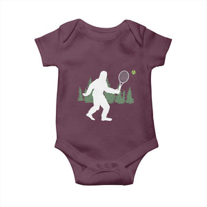 Funny Sasquatch Tennis Player Baby Onesie Folklore Cryptid Gift TS12 Maroon Print Your Wear