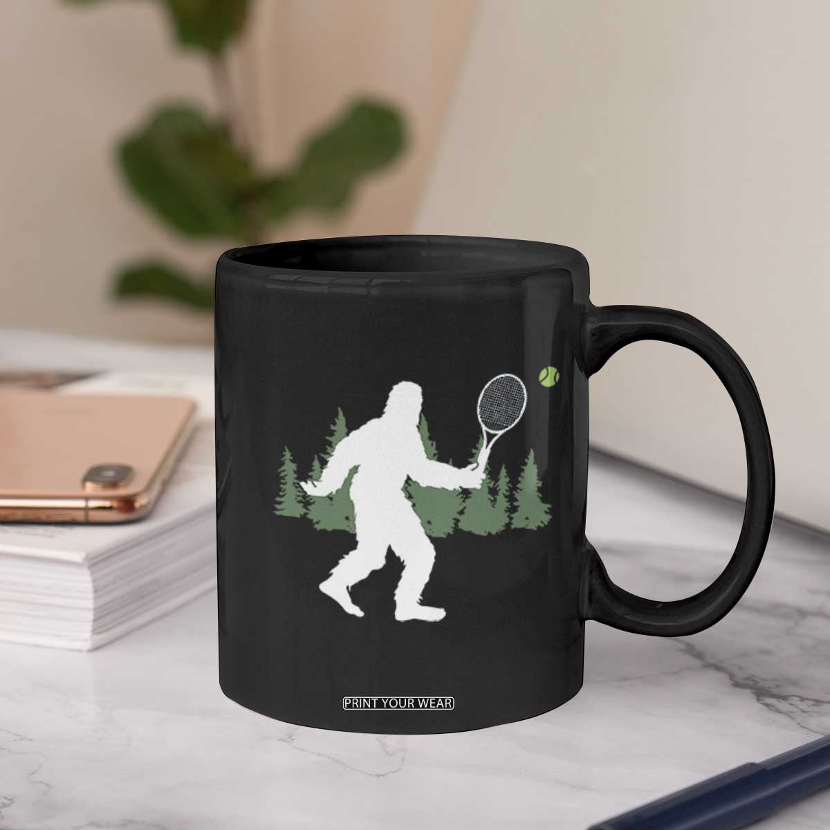 Funny Sasquatch Tennis Player Coffee Mug Folklore Cryptid Gift TS12 Print Your Wear