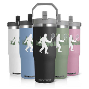 Funny Sasquatch Tennis Player Flip Straw Tumbler Folklore Cryptid Gift TS12 Print Your Wear