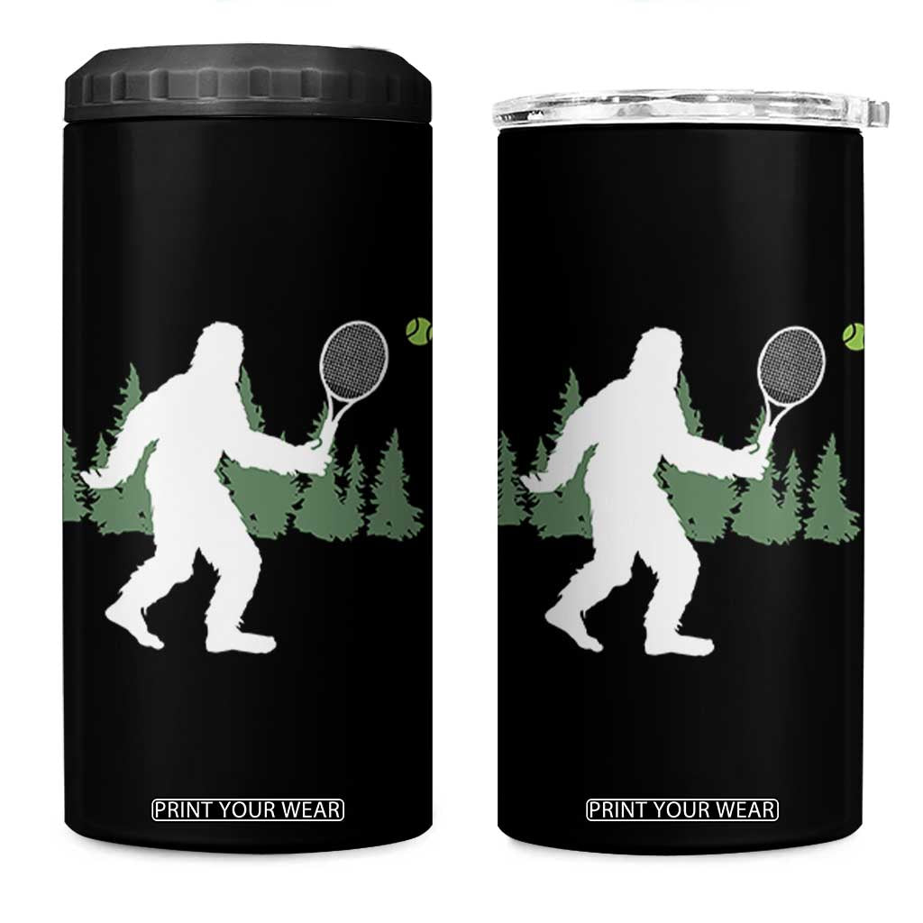 Funny Sasquatch Tennis Player 4 in 1 Can Cooler Tumbler Folklore Cryptid Gift TS12 One Size: 16 oz Black Print Your Wear