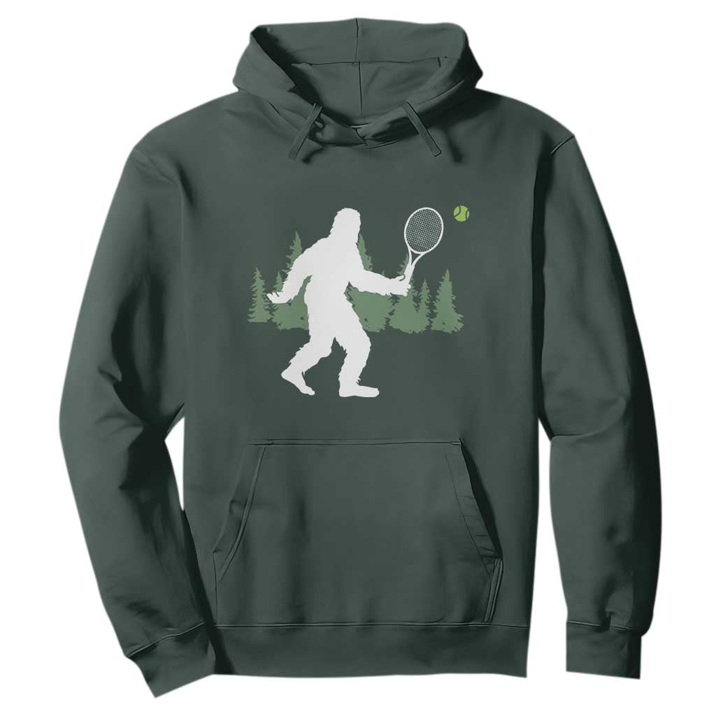 Funny Sasquatch Tennis Player Hoodie Folklore Cryptid Gift TS12 Dark Forest Green Print Your Wear