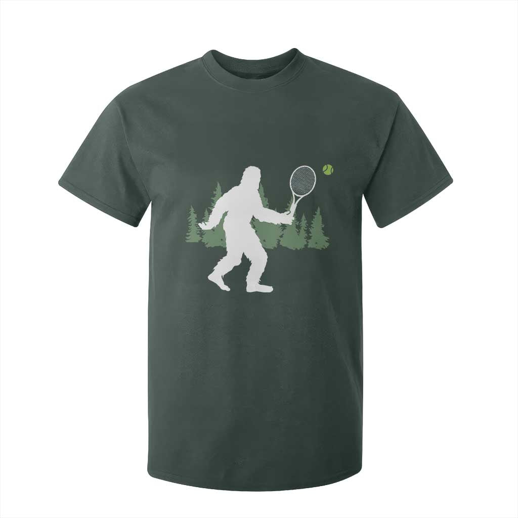 Funny Sasquatch Tennis Player T Shirt For Kid Folklore Cryptid Gift TS12 Dark Forest Green Print Your Wear