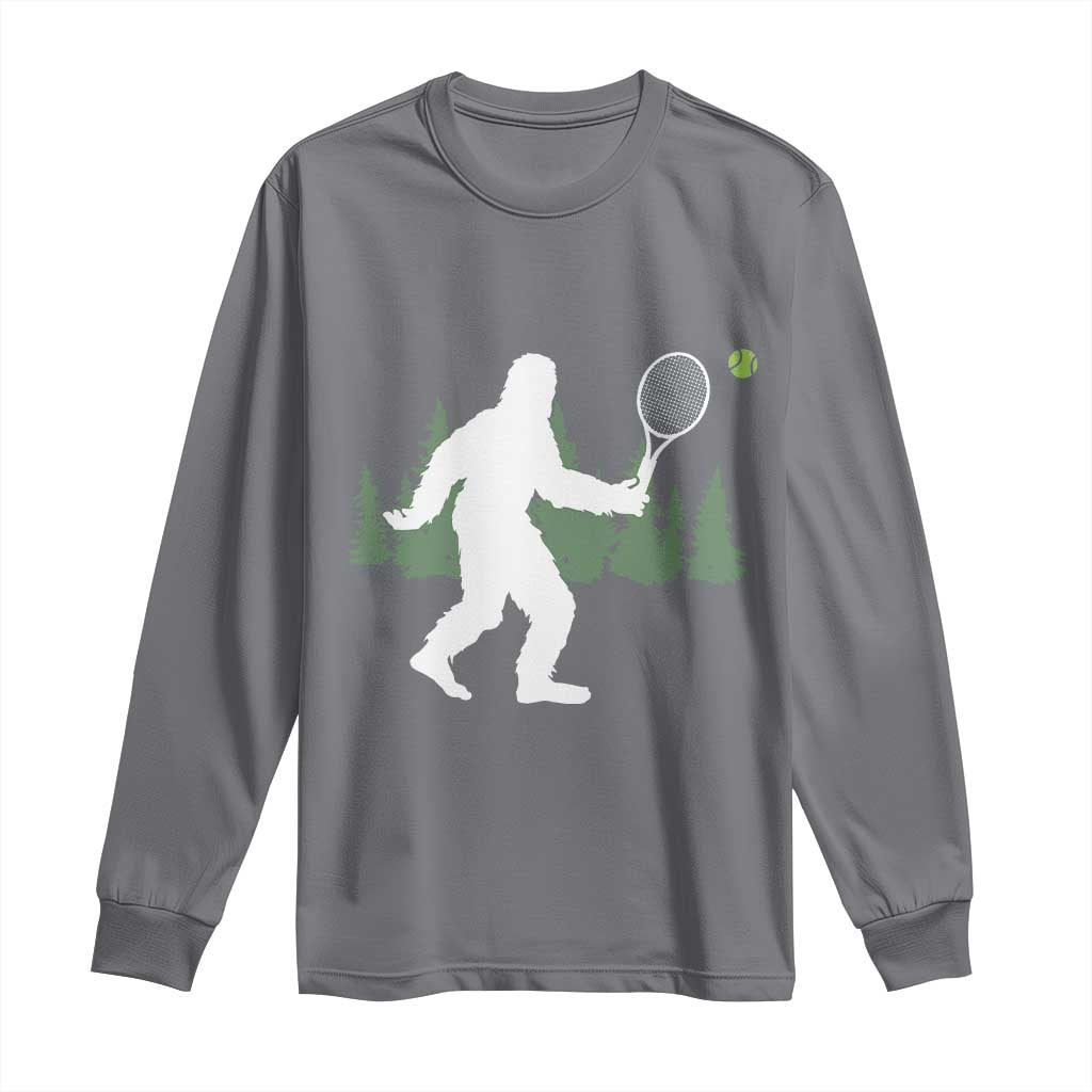 Funny Sasquatch Tennis Player Long Sleeve Shirt Folklore Cryptid Gift TS12 Charcoal Print Your Wear
