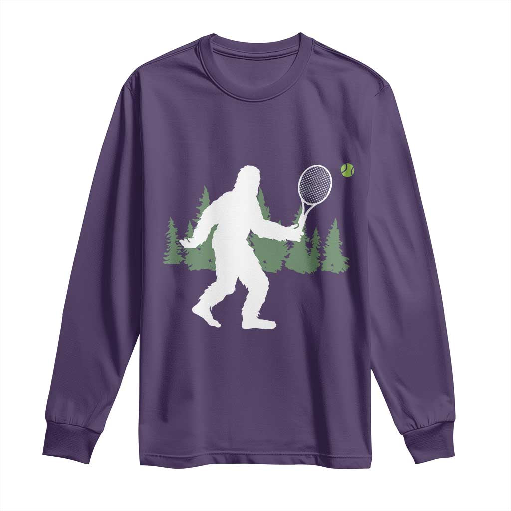 Funny Sasquatch Tennis Player Long Sleeve Shirt Folklore Cryptid Gift TS12 Purple Print Your Wear
