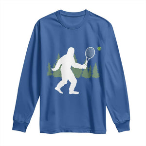 Funny Sasquatch Tennis Player Long Sleeve Shirt Folklore Cryptid Gift TS12 Royal Blue Print Your Wear