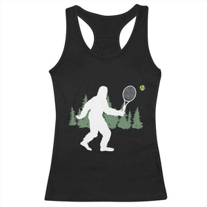 Funny Sasquatch Tennis Player Racerback Tank Top Folklore Cryptid Gift TS12 Black Print Your Wear
