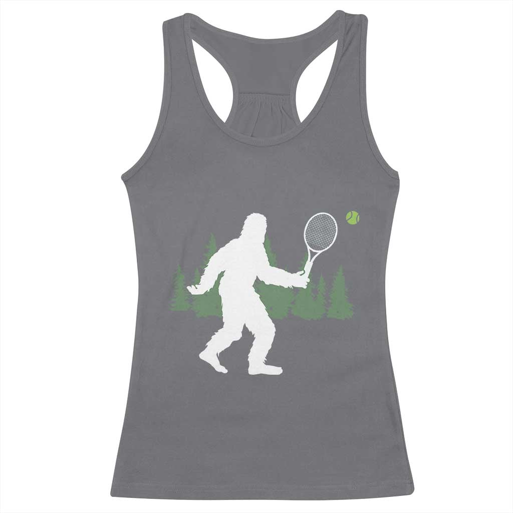 Funny Sasquatch Tennis Player Racerback Tank Top Folklore Cryptid Gift TS12 Charcoal Print Your Wear