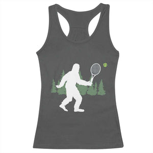 Funny Sasquatch Tennis Player Racerback Tank Top Folklore Cryptid Gift TS12 Dark Heather Print Your Wear