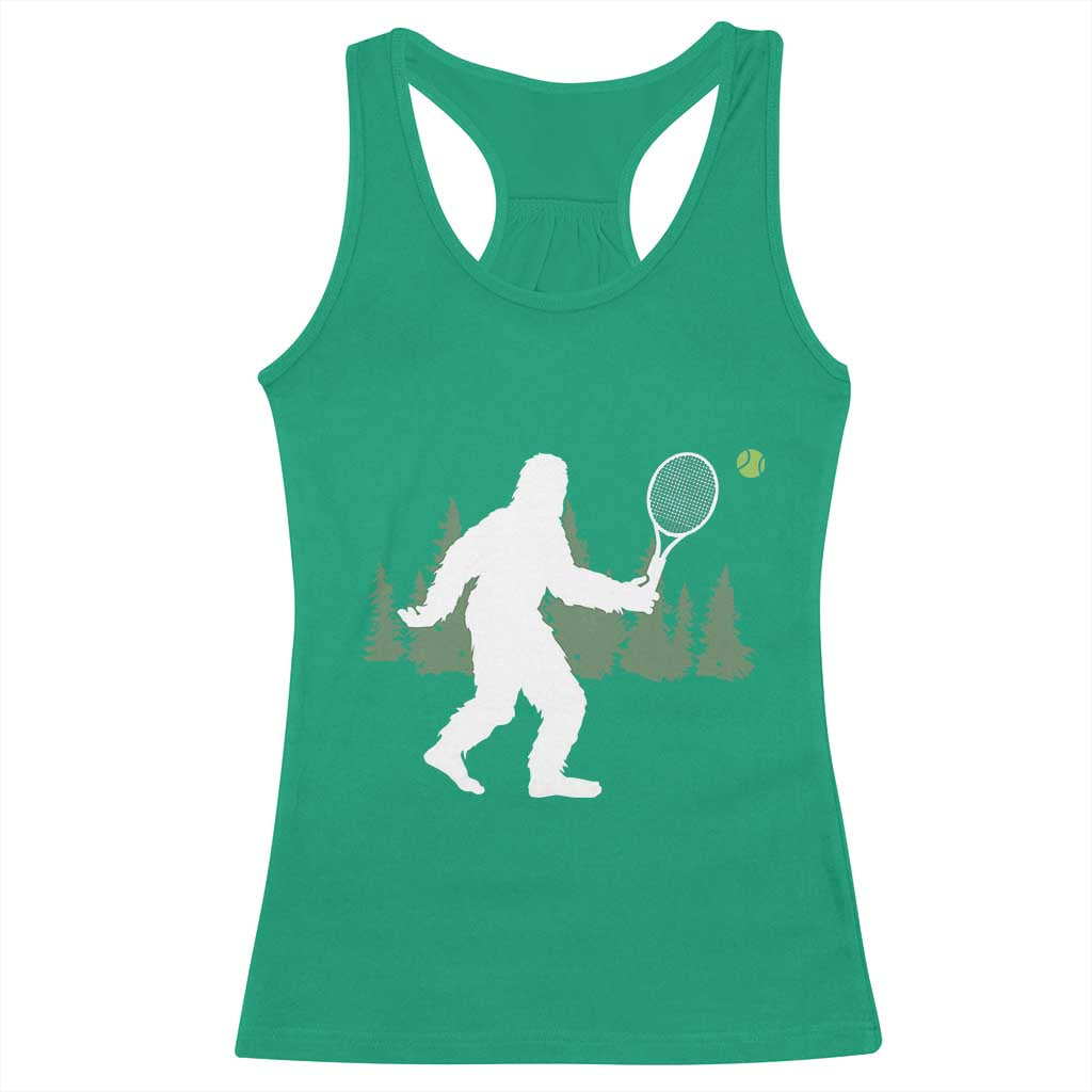 Funny Sasquatch Tennis Player Racerback Tank Top Folklore Cryptid Gift TS12 Irish Green Print Your Wear