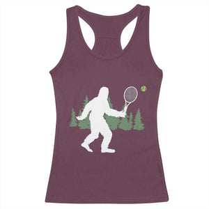 Funny Sasquatch Tennis Player Racerback Tank Top Folklore Cryptid Gift TS12 Maroon Print Your Wear