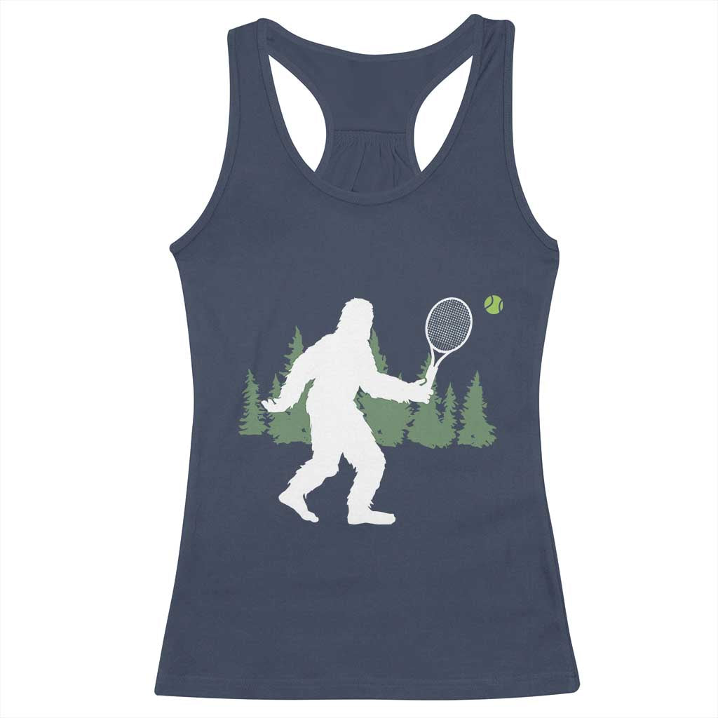 Funny Sasquatch Tennis Player Racerback Tank Top Folklore Cryptid Gift TS12 Navy Print Your Wear