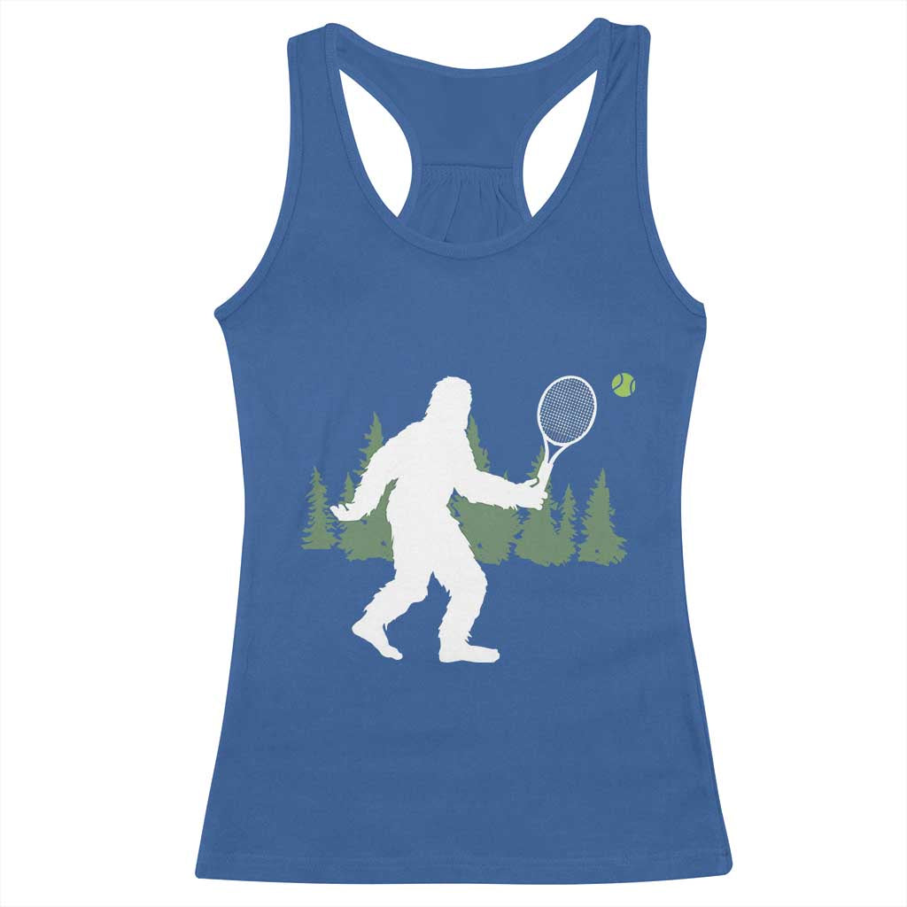 Funny Sasquatch Tennis Player Racerback Tank Top Folklore Cryptid Gift TS12 Royal Blue Print Your Wear