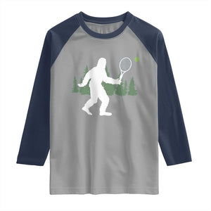 Funny Sasquatch Tennis Player Raglan Shirt Folklore Cryptid Gift TS12 Sport Gray Navy Print Your Wear