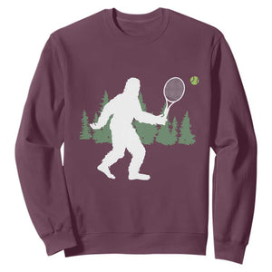Funny Sasquatch Tennis Player Sweatshirt Folklore Cryptid Gift TS12 Maroon Print Your Wear