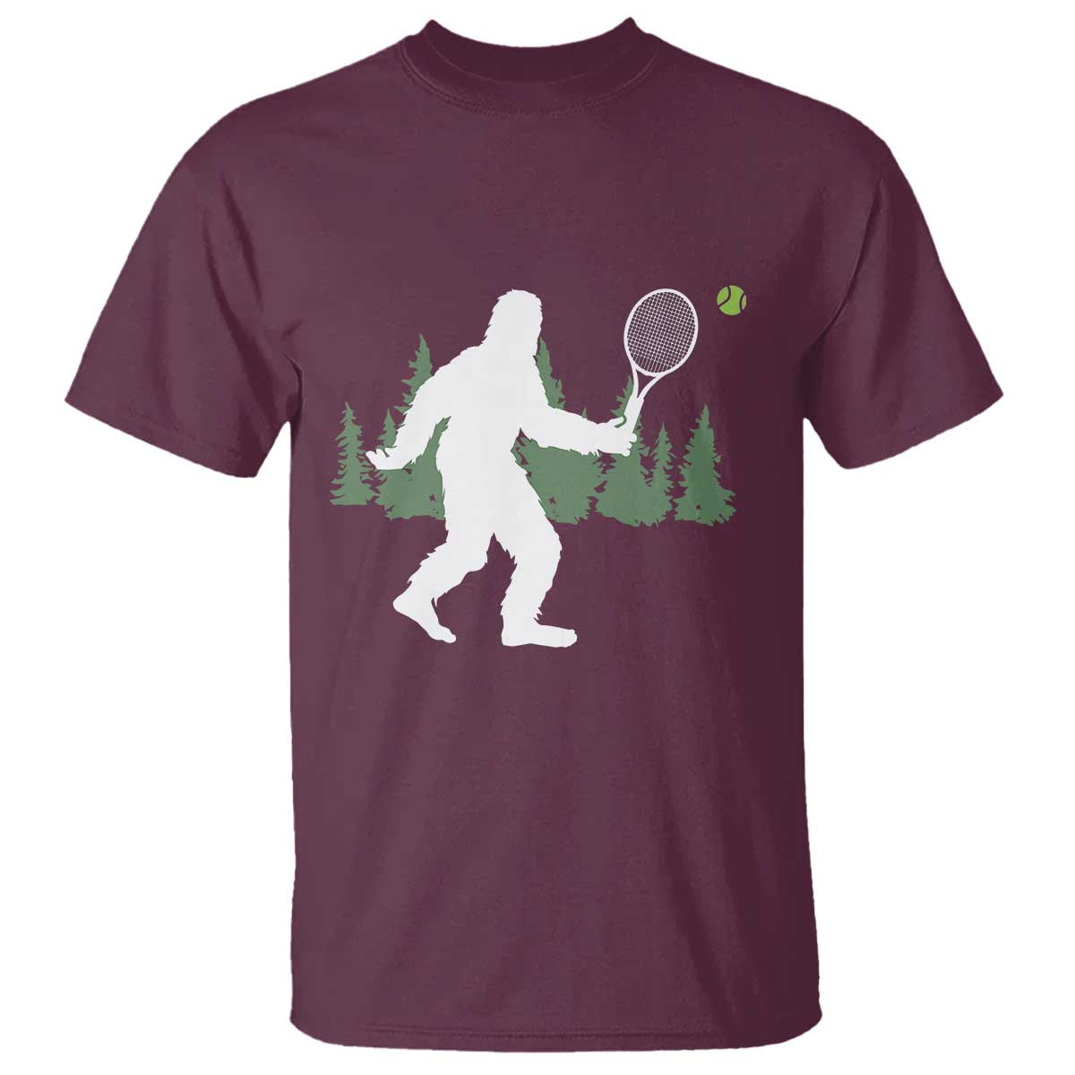 Funny Sasquatch Tennis Player T Shirt Folklore Cryptid Gift TS12 Maroon Print Your Wear