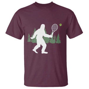 Funny Sasquatch Tennis Player T Shirt Folklore Cryptid Gift TS12 Maroon Print Your Wear