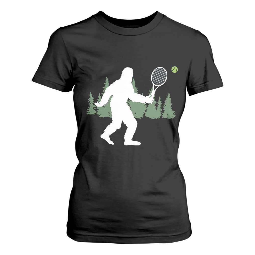 Funny Sasquatch Tennis Player T Shirt For Women Folklore Cryptid Gift TS12 Black Print Your Wear