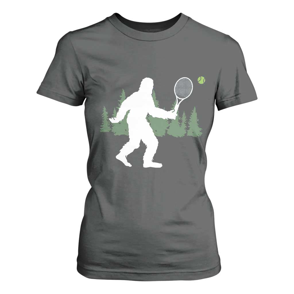 Funny Sasquatch Tennis Player T Shirt For Women Folklore Cryptid Gift TS12 Dark Heather Print Your Wear
