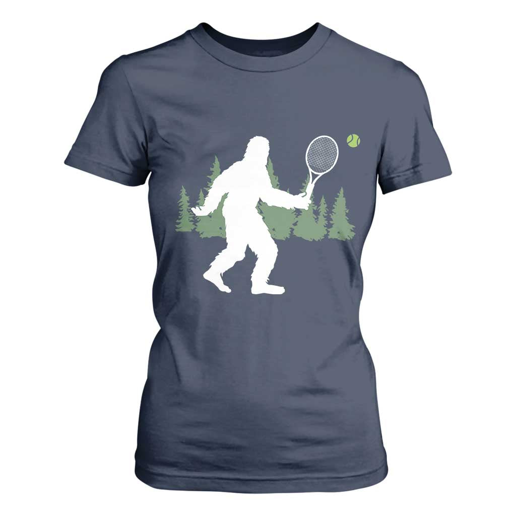 Funny Sasquatch Tennis Player T Shirt For Women Folklore Cryptid Gift TS12 Navy Print Your Wear