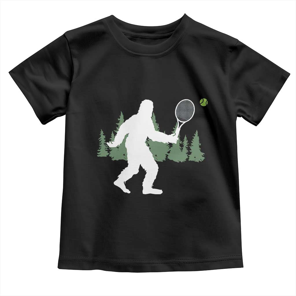 Funny Sasquatch Tennis Player Toddler T Shirt Folklore Cryptid Gift TS12 Black Print Your Wear
