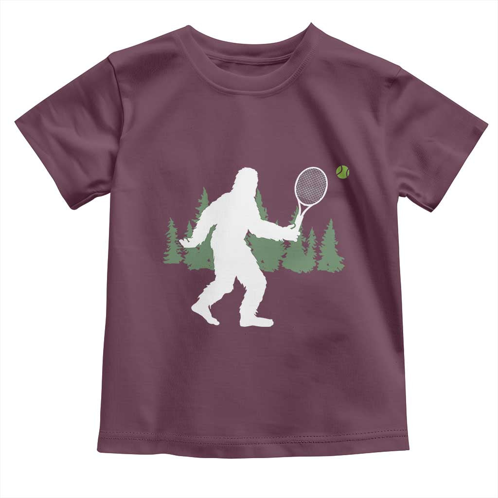 Funny Sasquatch Tennis Player Toddler T Shirt Folklore Cryptid Gift TS12 Maroon Print Your Wear