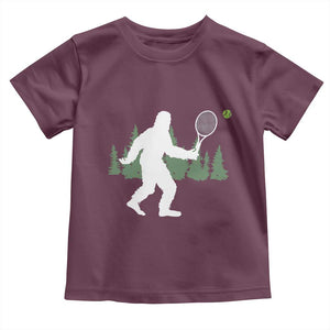 Funny Sasquatch Tennis Player Toddler T Shirt Folklore Cryptid Gift TS12 Maroon Print Your Wear