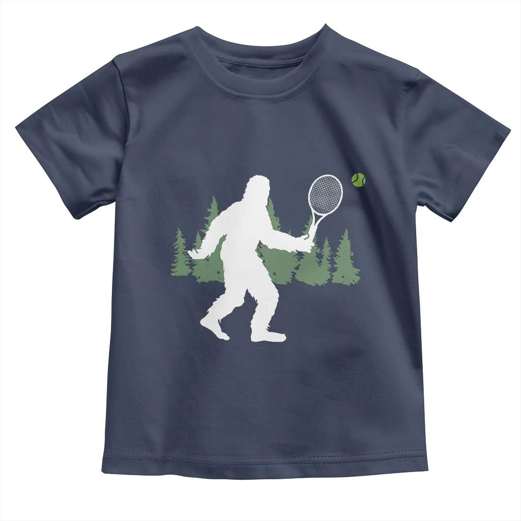 Funny Sasquatch Tennis Player Toddler T Shirt Folklore Cryptid Gift TS12 Navy Print Your Wear