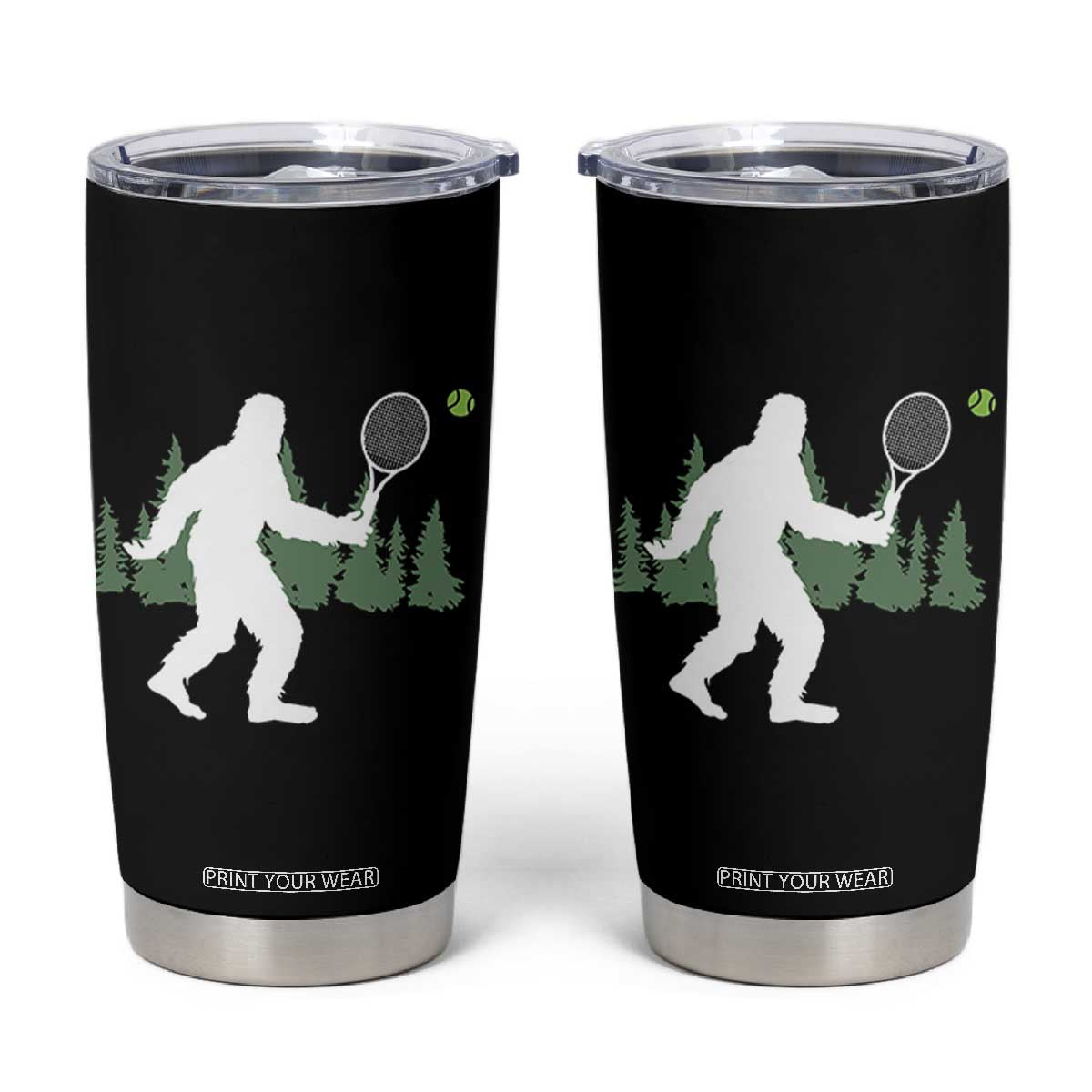 Funny Sasquatch Tennis Player Tumbler Cup Folklore Cryptid Gift TS12 Black Print Your Wear