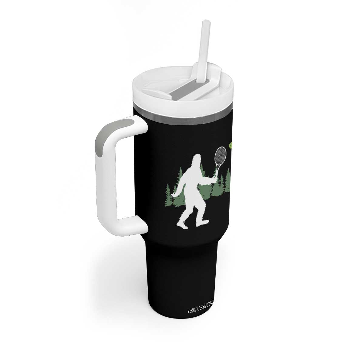Funny Sasquatch Tennis Player Tumbler With Handle Folklore Cryptid Gift TS12 Print Your Wear