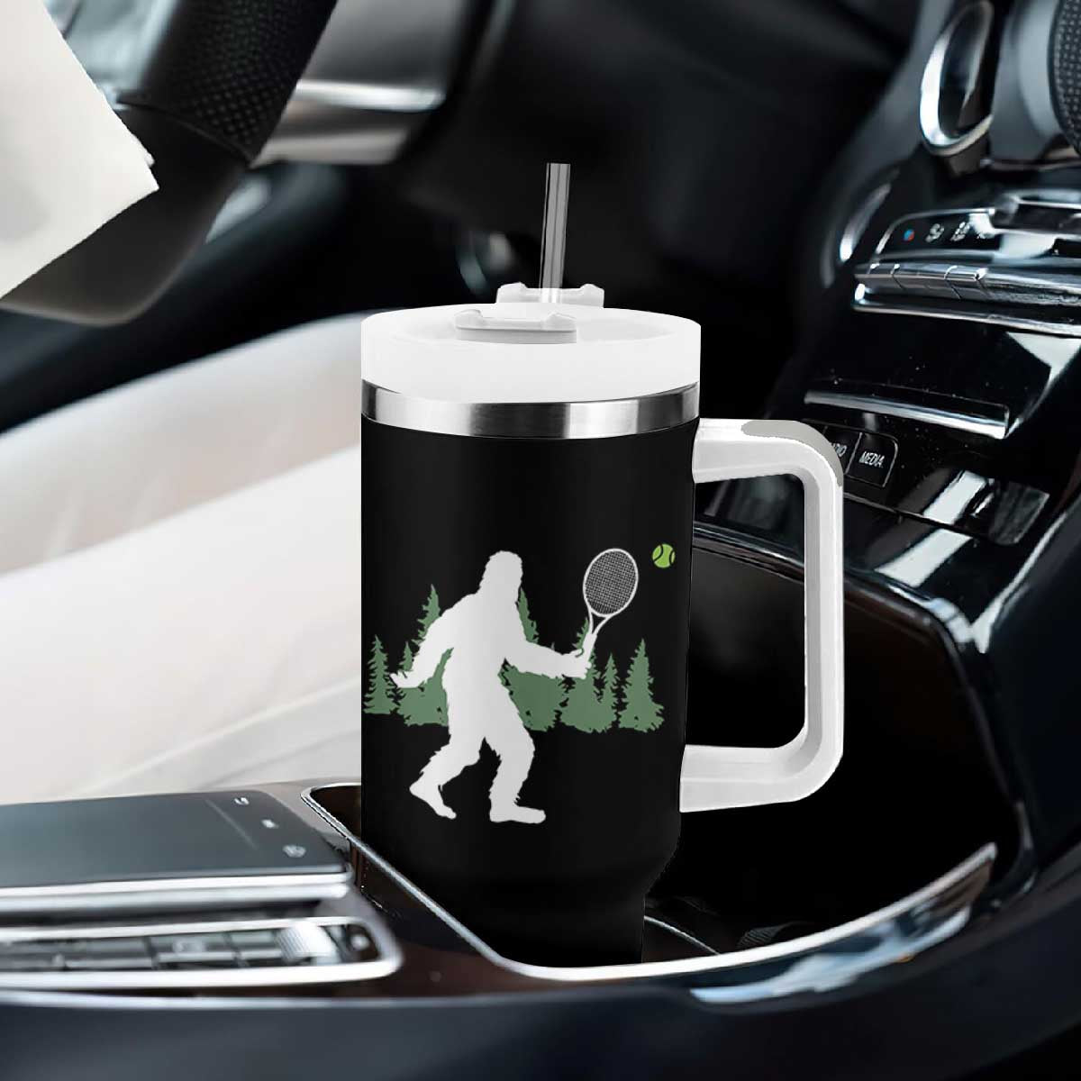 Funny Sasquatch Tennis Player Tumbler With Handle Folklore Cryptid Gift TS12 Print Your Wear