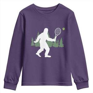 Funny Sasquatch Tennis Player Youth Sweatshirt Folklore Cryptid Gift TS12 Purple Print Your Wear