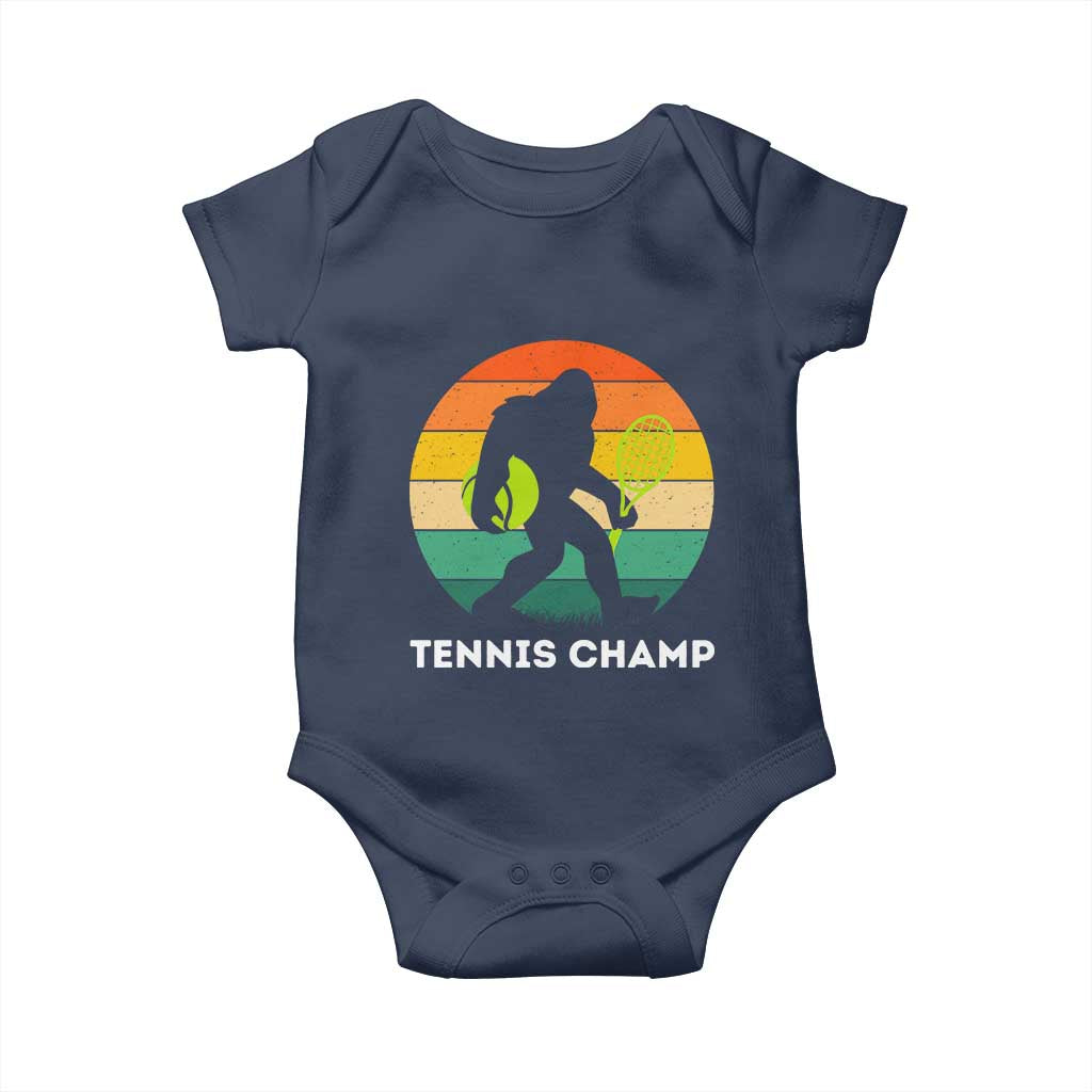 Vintage Retro Bigfoot Tennis Player Gift Baby Onesie Tennis Champ TS12 Navy Print Your Wear