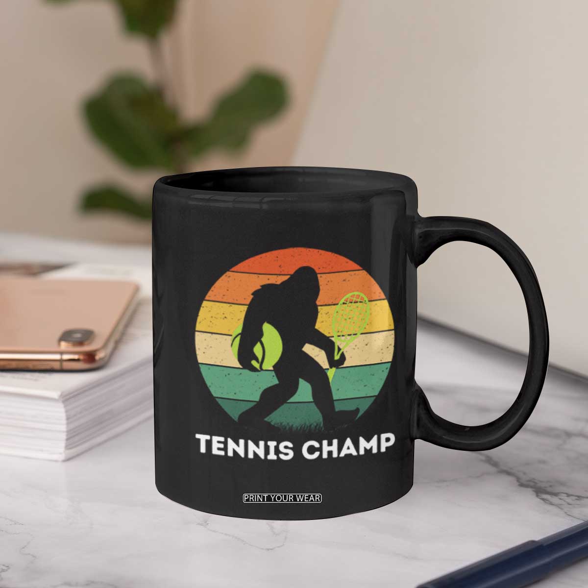 Vintage Retro Bigfoot Tennis Player Gift Coffee Mug Tennis Champ TS12 Print Your Wear
