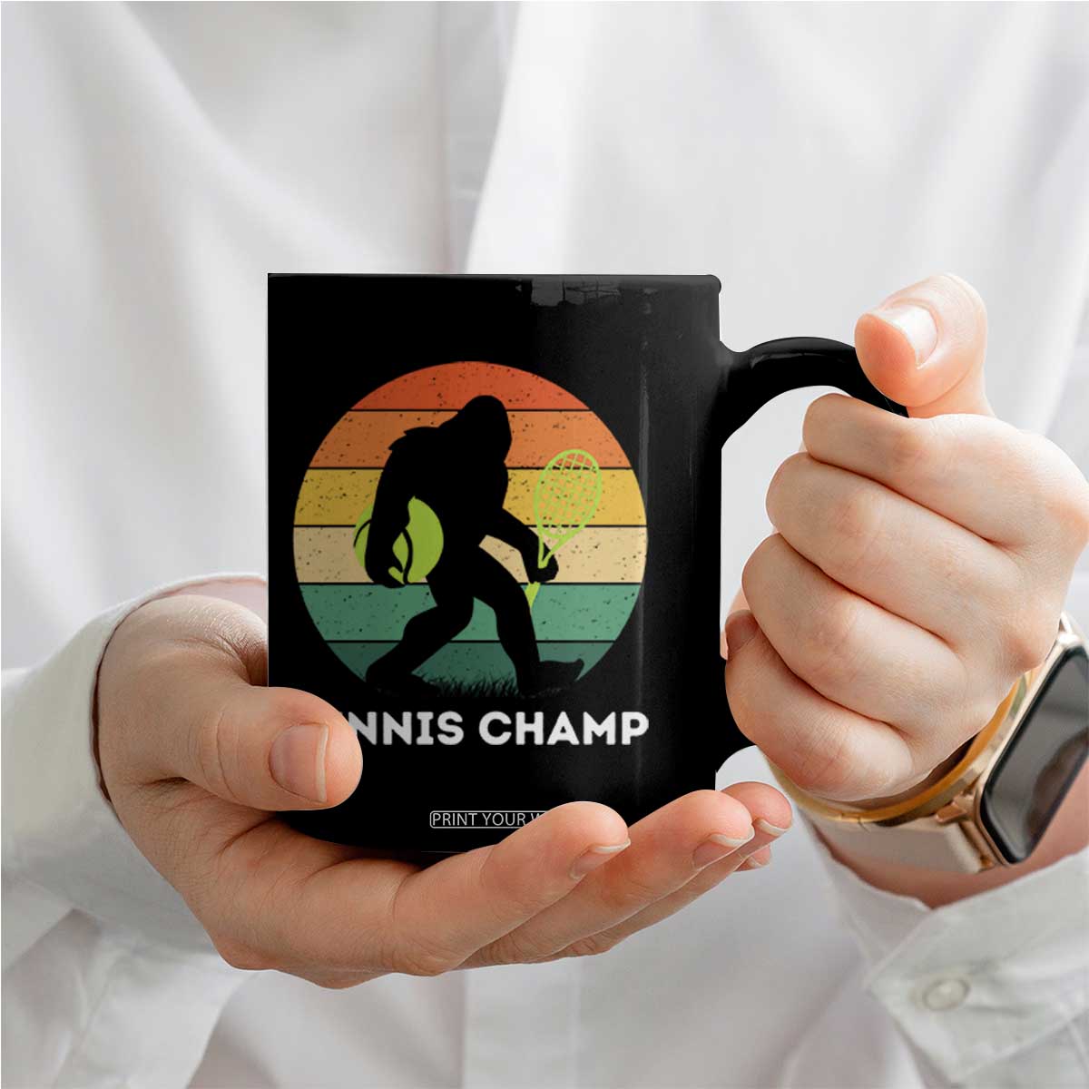 Vintage Retro Bigfoot Tennis Player Gift Coffee Mug Tennis Champ TS12 Print Your Wear
