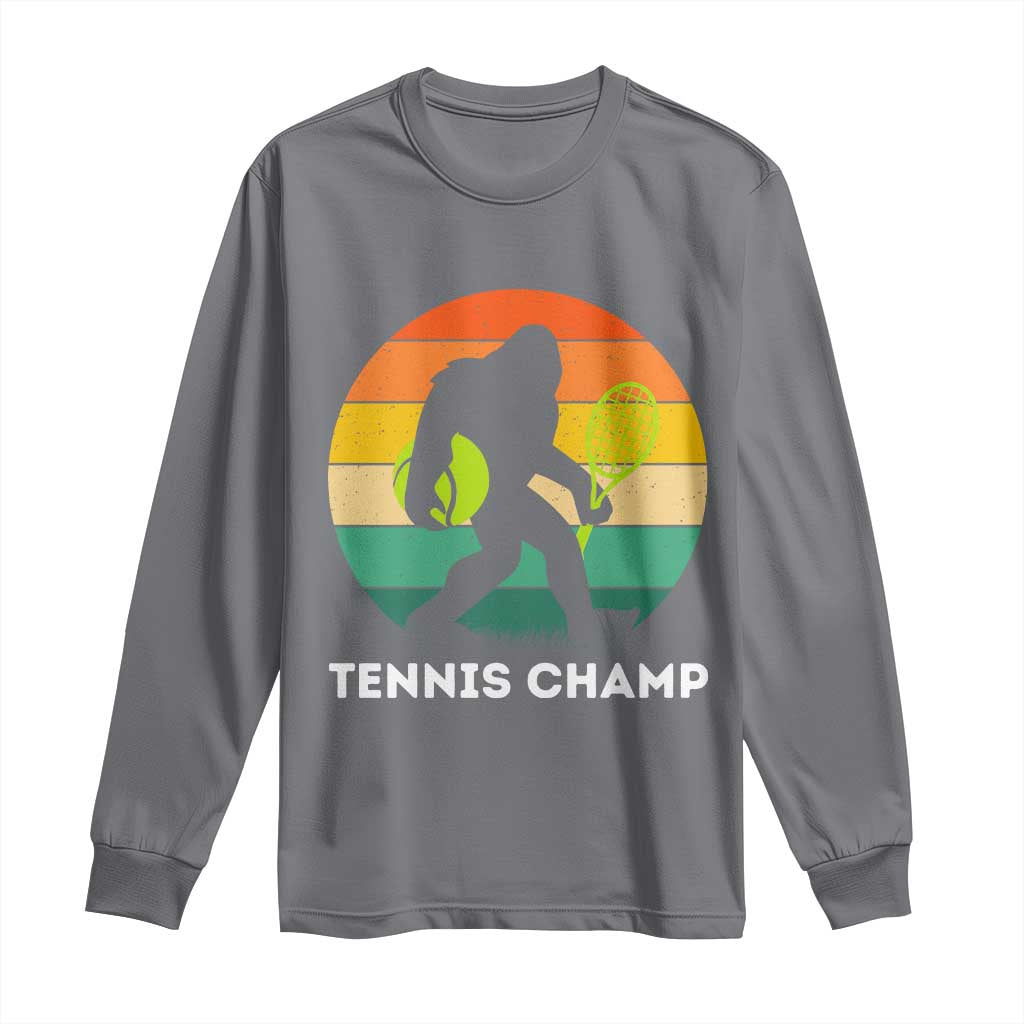 Vintage Retro Bigfoot Tennis Player Gift Long Sleeve Shirt Tennis Champ TS12 Charcoal Print Your Wear